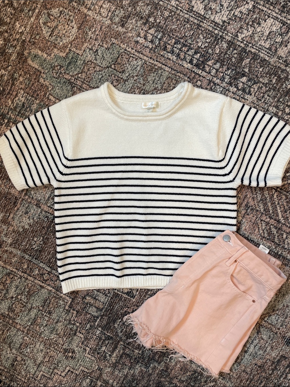 Moon & Madison Striped Sweater Top Size Large Coastal Preppy Knit Preppy